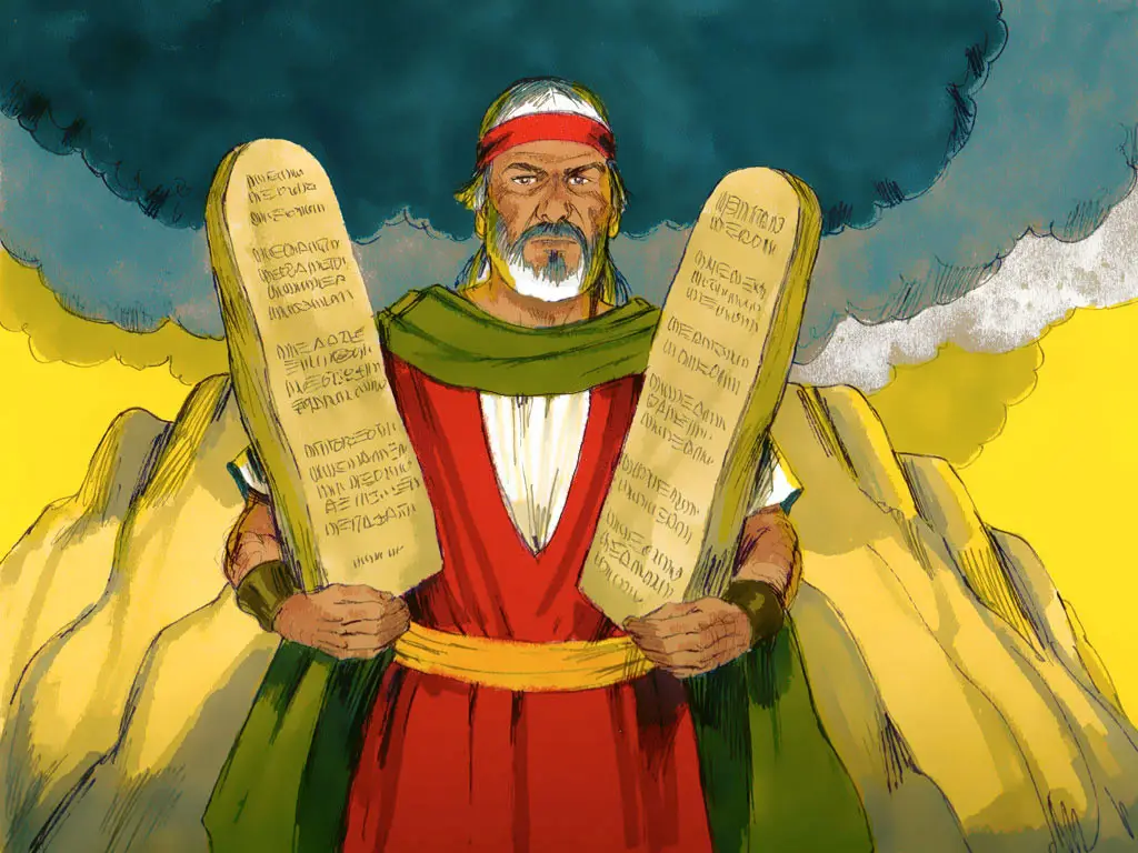 Moses holding 10 Commandments